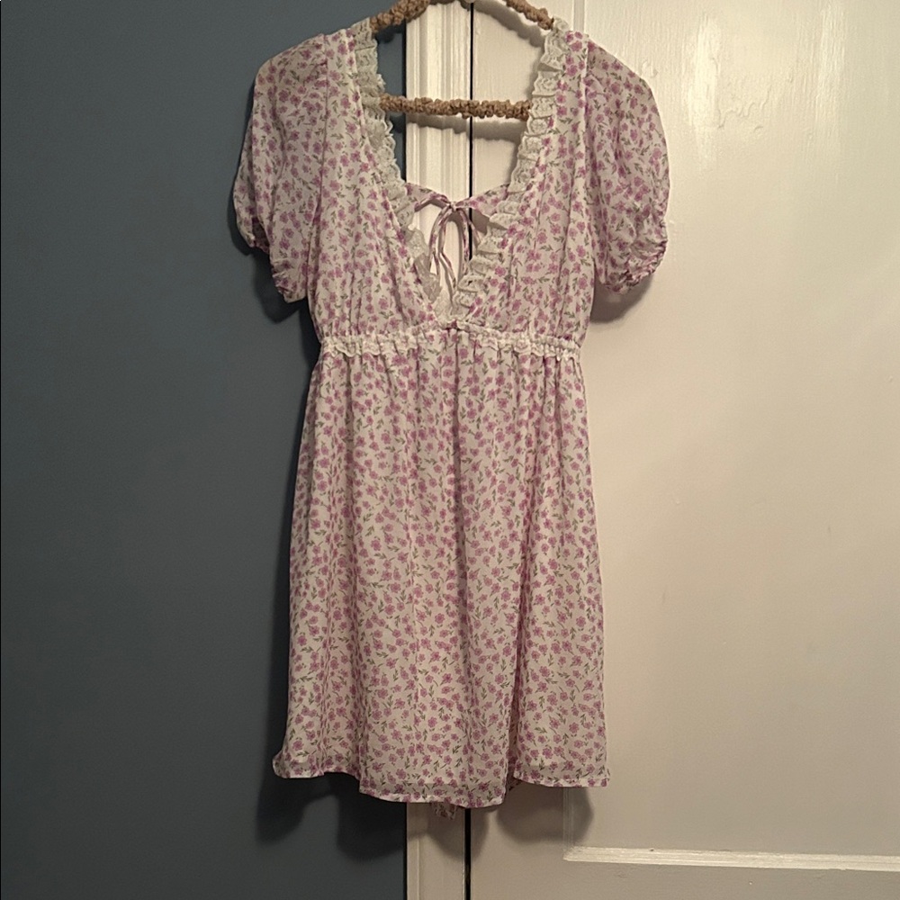 Charming Floral Mini Dress in lavender